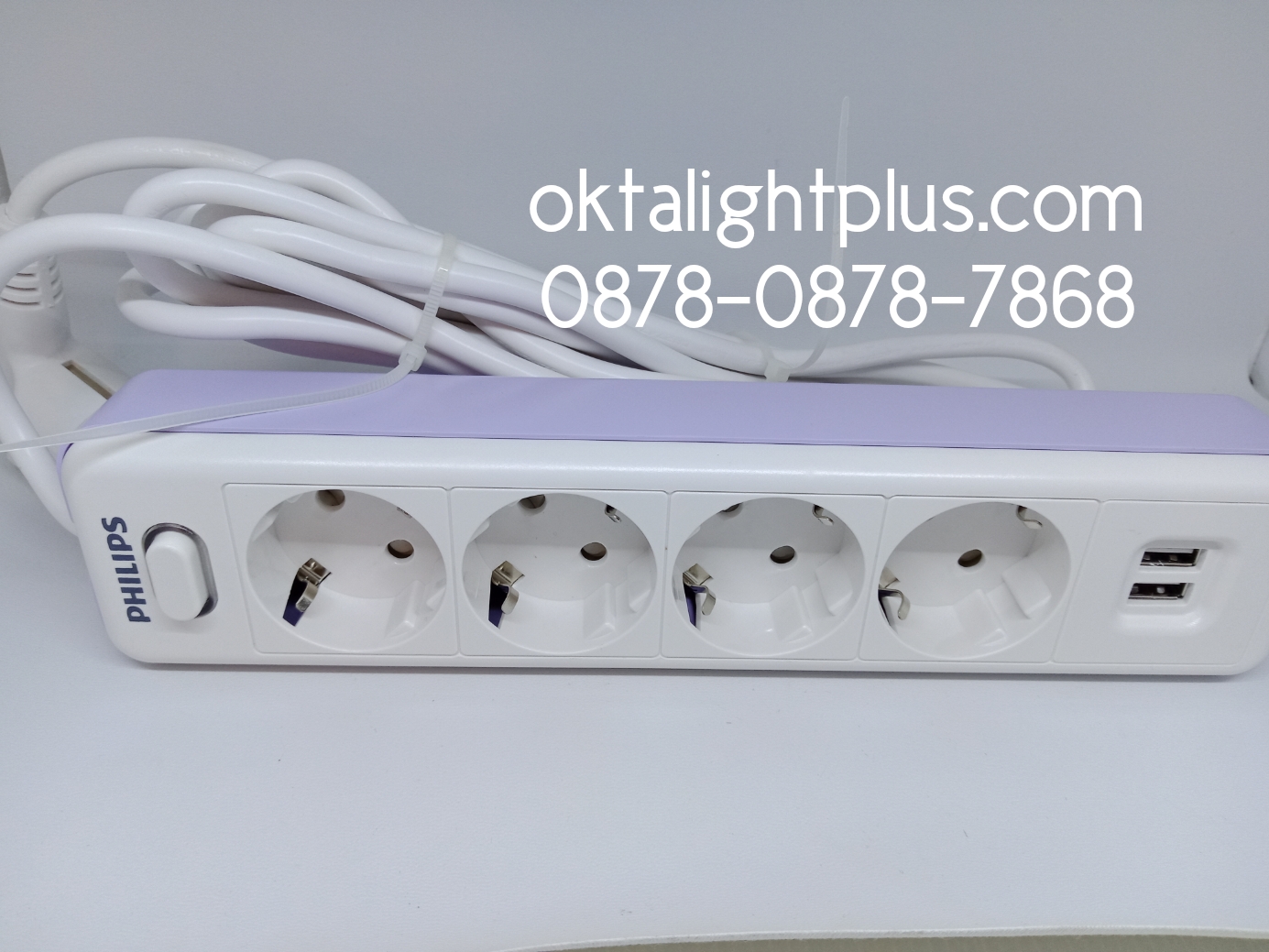 Stop Kontak USB 4 Lubang 2 Port USB PHILIPS - OktaLight+