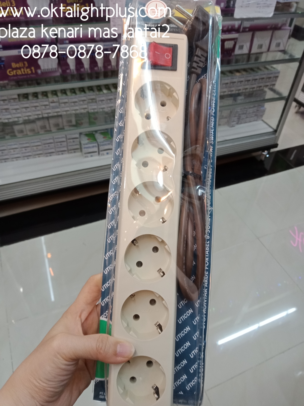 Stop Kontak 6 Lubang + Switch UTICON - OktaLight+